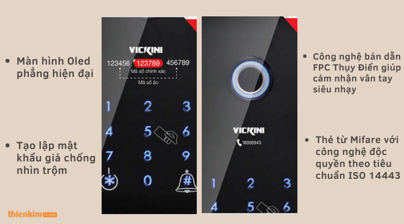 Khóa điện tử Vickini 39701.001 SPR Xám bạc sơn công nghệ hiện đại